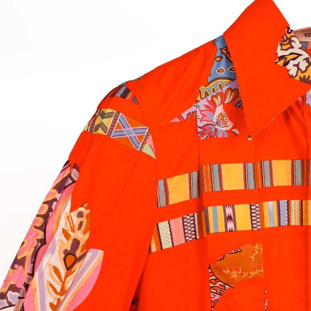 Etro Vintage Orange Printed Cotton Shirt Dress - Picture 4 of 10